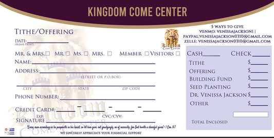 Custom tithe envelopes